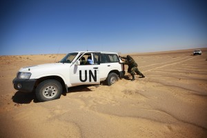 Pripadnici UN misije MINURSO u Oum Dreygi, Zapadna Sahara
