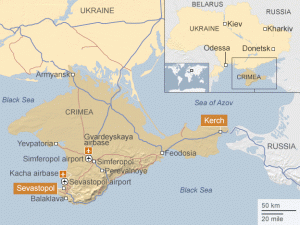 Poluotok Krim i neki aktivni vojni objekti (izvor: BBC) 