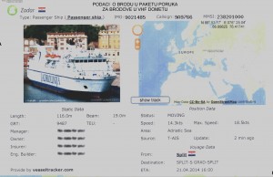 Brod "Zadar" u AIS-u 21.4.