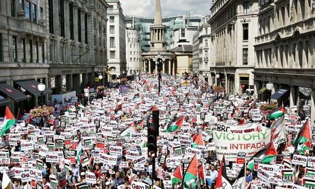 Masovni prosvjedi protiv nastavka ratovanja u Gazi, London 9. kolovoza 2014.